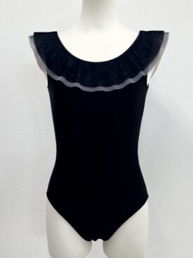 Wフリルカラーレオタード（ブラック×グレー） | バレエ用品