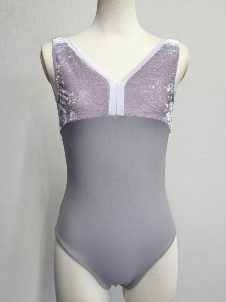 パイピングVネックレオタード ベロア（ラベンダー） | バレエ用品